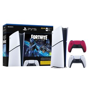 Konsola SONY PlayStation 5 Digital Slim Fortnite Cobalt - Zestaw Startowy + Kontroler SONY DualSense Czerwony