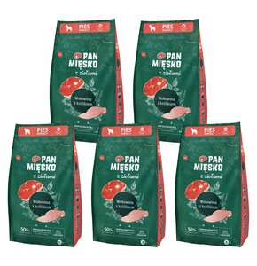 Karma dla psa PAN MIĘSKO Ziołowa wołowina z królikiem M 5 x 3 kg