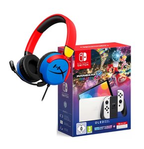 Konsola NINTENDO Switch Oled Biała + Mario Kart 8 Deluxe + NINTENDO Switch Online 12 miesięcy + Słuchawki HYPERX Cloud Mini Nauszne Wielokolorowy