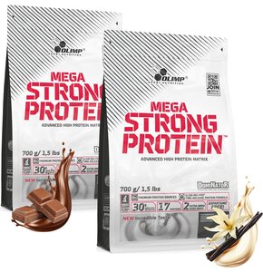 Odżywka białkowa OLIMP Mega Strong Protein Mix smaków Czekoladowy (700 g) + Waniliowy (700 g)