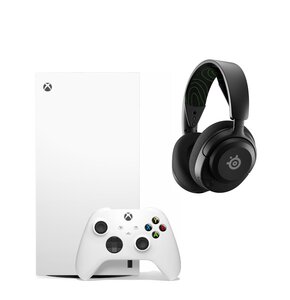 Konsola MICROSOFT XBOX Series X bez napędu Biały + Słuchawki STEELSERIES Arctis Nova 5X Wireless, Nauszne, Dźwięk przestrzenny