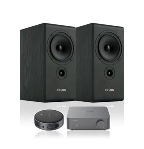 Wzmacniacz WIIM Vibelink Amp Ciemnoszary + Odtwarzacz sieciowy ARYLIC WiiM Mini Czarny + Kolumny głośnikowe PYLON AUDIO Opal Monitor Czarny jesion (2 szt.)