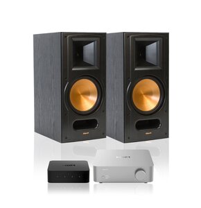 Wzmacniacz WIIM Vibelink Amp Srebrny + Odtwarzacz sieciowy WIIM Pro Plus + Kolumna głośnikowa KLIPSCH RB-81 II Czarny (2 szt.)