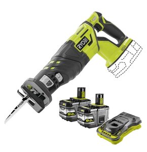 Piła szablasta RYOBI R18RS7-0 + 2 x Akumulator RYOBI RC18150-190 9.0Ah 18V, RB18L90 9Ah 18V + Ładowarka