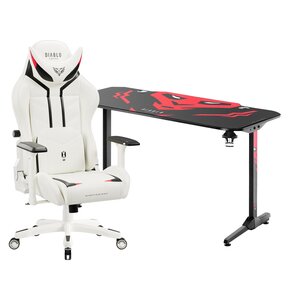 Biurko DIABLO CHAIRS X-MATE 1400 + Fotel DIABLO CHAIRS X-Ray (L) Biało-czarny