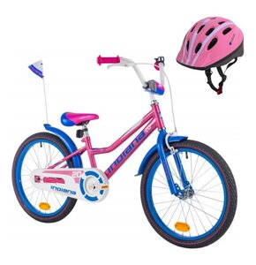 Rower dziecięcy INDIANA Roxy Kid 20 dla dziewczynki Różowy + Kask rowerowy VÖGEL VKA-910G Różowy dla Dzieci (rozmiar S)