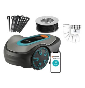 Robot koszący GARDENA Sileno Minimo 500 + Nóż do robota koszącego GARDENA 4087-20 (9 szt.)