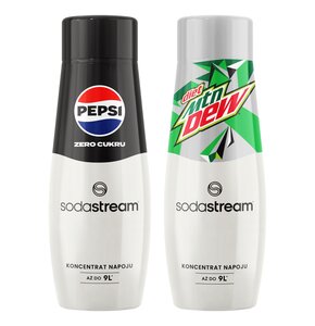 Syrop do saturatorów SODASTREAM Pepsi Zero Cukru 440 ml + Syrop do saturatorów SODASTREAM Mountain Dew Light 440 ml bez cukru