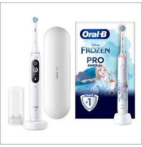Szczoteczka magnetyczna ORAL-B iO 7 Biały + Szczoteczka rotacyjna ORAL-B Kids Pro Junior Kraina Lodu