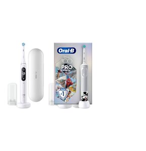 Szczoteczka magnetyczna ORAL-B iO 7 Biała i Sapphire Blue (2 szt.) + Szczoteczka rotacyjna ORAL-B D103 Kids Disney Mickey
