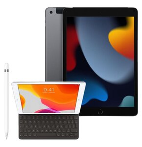 Tablet APPLE iPad 10.2 9 gen. 64GB LTE Wi-Fi Gwiezdna szarość + Etui na iPad / iPad Air / iPad Pro APPLE Smart Keyboard + Rysik APPLE (1. gen) MQLY3ZM/A