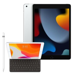 Tablet APPLE iPad 10.2 9 gen. 256GB LTE Wi-Fi Srebrny + Etui na iPad / iPad Air / iPad Pro APPLE Smart Keyboard + Rysik APPLE (1. gen) MQLY3ZM/A
