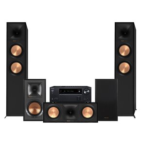 Amplituner Onkyo TX-NR6100 Czarny + Kolumna głośnikowa KLIPSCH R-605FA Czarny (2 szt.) + Głośnik centralny KLIPSCH Reference R-50C Czarny (1 szt.) + Kolumny głośnikowe KLIPSCH R-51M Czarny (2 szt.)