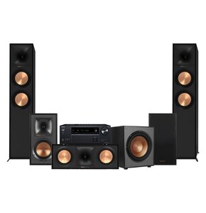 Amplituner Onkyo TX-NR6100 Czarny + Kolumna głośnikowa KLIPSCH R-600F Czarny (2 szt.) + Głośnik centralny KLIPSCH Reference R-50C Czarny (1 szt.) + Kolumny głośnikowe KLIPSCH R-51M Czarny (2 szt.) + Subwoofer KLIPSCH R-120SW