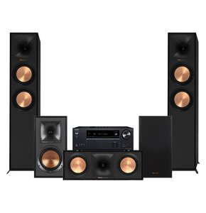 Amplituner Onkyo TX-NR6100 Czarny + Kolumna głośnikowa KLIPSCH R-600F Czarny (2 szt.) + Głośnik centralny KLIPSCH Reference R-50C Czarny (1 szt.) + Kolumny głośnikowe KLIPSCH R-51M Czarny (2 szt.)