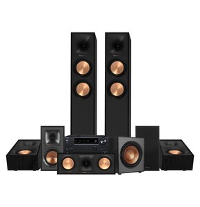 Amplituner Onkyo TX-NR6100 Czarny + Kolumna głośnikowa KLIPSCH R-600F Czarny (2 szt.) + Głośnik centralny KLIPSCH Reference R-50C Czarny (1 szt.) + Kolumny głośnikowe KLIPSCH R-51M Czarny (2 szt.) + Subwoofer KLIPSCH R-120SW + Kolumny głośnikowe KLIPSCH R-40SA Czarny (2 szt.)