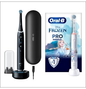 Szczoteczka magnetyczna ORAL-B iO 10 Czarny + Szczoteczka rotacyjna ORAL-B Kids Pro Junior Kraina Lodu