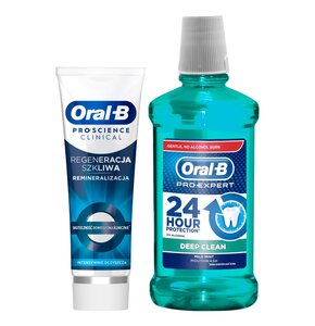 Płyn do płukania jamy ustnej ORAL-B Pro-Expert Deep Clean 500 ml + Pasta do zębów ORAL-B Pro Science Clinical Regeneration Iintensive Clean 75 ml
