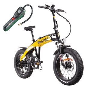 Rower elektryczny DUCATI Scrambler SCR-E U17 20 cali Czarno-żółty + Pompka rowerowa BOSCH EasyPump 0603947000