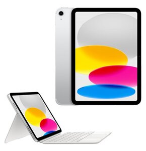 Tablet APPLE iPad 10.9" 10 gen. 256 GB 5G Wi-Fi Srebrny + Etui na iPad APPLE Magic Keyboard Folio Biały Klawiatura