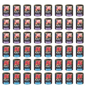 Karma dla psa RAFI Mix smaków z królikiem, borówką i żurawiną, jagnięciną, borówką i żurawiną 48 x 400 g