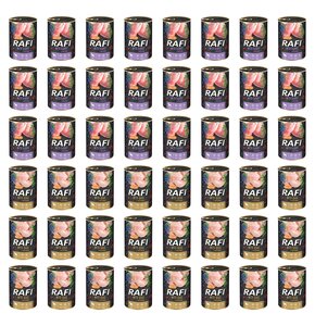 Karma dla psa RAFI Mix smaków z królikiem, borówką i żurawiną, przepiórką, borówką i żurawiną 48 x 400 g