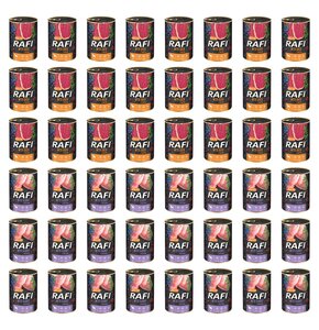 Karma dla psa RAFI Mix smaków z kaczką, borówką i żurawiną, królikiem, borówką i żurawiną 48 x 400 g