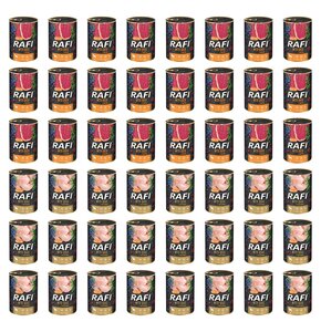 Karma dla psa RAFI Mix smaków z kaczką, borówką i żurawiną, przepiórką, borówką i żurawiną 48 x 400 g