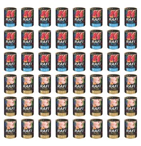 Karma dla psa RAFI Mix smaków z jagnięciną, borówką i żurawiną, przepiórką, borówką i żurawiną 48 x 400 g