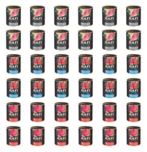 Karma dla psa RAFI Mix smaków z żołądkami wołowymi, szynką wieprzową, jagnięciną, wołowiną, borówką i żurawiną 36 x 800 g