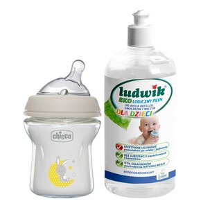 Butelka CHICCO NaturalFeeling 150 ml + Płyn do mycia butelek i smoczków LUDWIK CG1010102ZEKL0121 475 ml