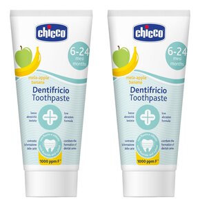 Pasta do zębów CHICCO z fluorem Jabłko-banan 6m+ 50 ml 2 szt.