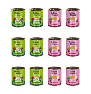 Karma dla psa DOLINA NOTECI Mix smaków Superfood z jeleniem i kaczką, kaczką i przepiórką 12 x 800 g