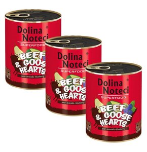 Karma dla psa DOLINA NOTECI Superfood Wołowina i serca gęsi 3 x 800 g