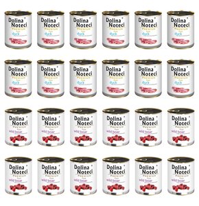 Karma dla psa DOLINA NOTECI Mix smaków Premium Pure bogata w kaczkę, dziczyznę 24 x 800 g