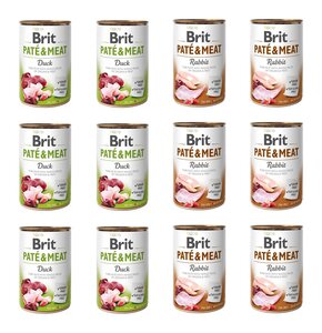Karma dla psa BRIT Mix smaków Paté & Meat Kaczka, Królik 12 x 400 g
