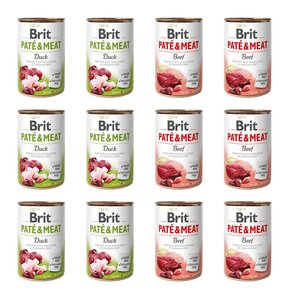 Karma dla psa BRIT Paté & Meat Mix smaków Kaczka, Wołowina 12 x 400 g