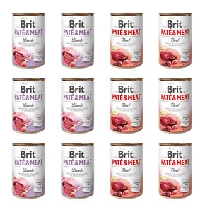 Karma dla psa BRIT Mix smaków Paté & Meat Jagnięcina, Wołowina 12 x 400 g