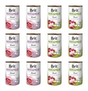 Karma dla psa BRIT Paté & Meat Mix smaków Jagnięcina, Kaczka 12 x 400 g