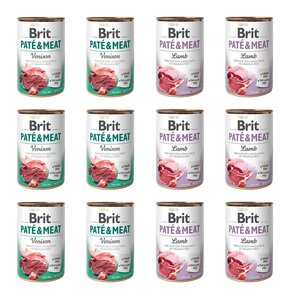 Karma dla psa BRIT Paté & Meat Mix smaków Dziczyzna, Jagnięcina 12 x 400 g