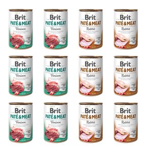 Karma dla psa BRIT Paté & Meat Mix smaków Dziczyzna, Królik 12 x 400 g