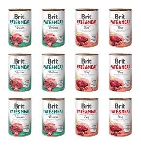 Karma dla psa BRIT Paté & Meat Mix smaków Dziczyzna, Wołowina 12 x 400 g