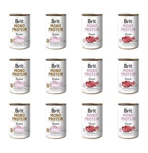 Karma dla psa BRIT Mix smaków Mono Protein Królik, Jagnięcina 12 x 400 g
