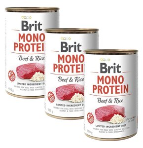 Karma dla psa BRIT Mono Protein Wołowina z ryżem 3 x 400 g
