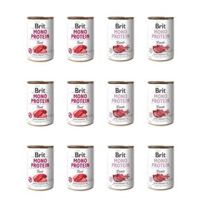 Karma dla psa BRIT Mix smaków Mono Protein Wołowina, Jagnięcina 12 x 400 g