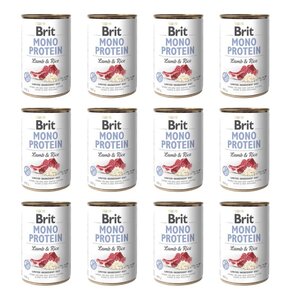 Karma dla psa BRIT Mono Protein Jagnięcina z ryżem 12 x 400 g