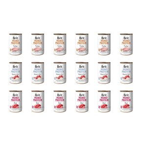 Karma dla psa BRIT Mix smaków Mono Protein Indyk, Jagnięcina z ryżem, Wołowina 18 x 400 g