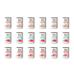 Karma dla psa BRIT Mix smaków Mono Protein Indyk, Tuńczyk z ziemniakami, Wołowina z ryżem 18 x 400 g