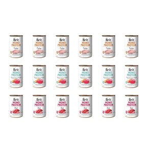 Karma dla psa BRIT Mix smaków Mono Protein Indyk, Tuńczyk z ziemniakami, Wołowina 18 x 400 g