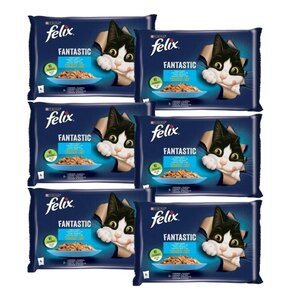 Karma dla kota FELIX Fantastic Łosoś i Gładzica (24 x 85 g)